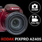 KODAK Pixpro Astro Zoom AZ405 Digital Camera Bridge, X40 Zoom, 24 mm Wide Angle, 20 Megapixels, LCD 3, Full HD 1080p Video, OIS, AA Battery - Red